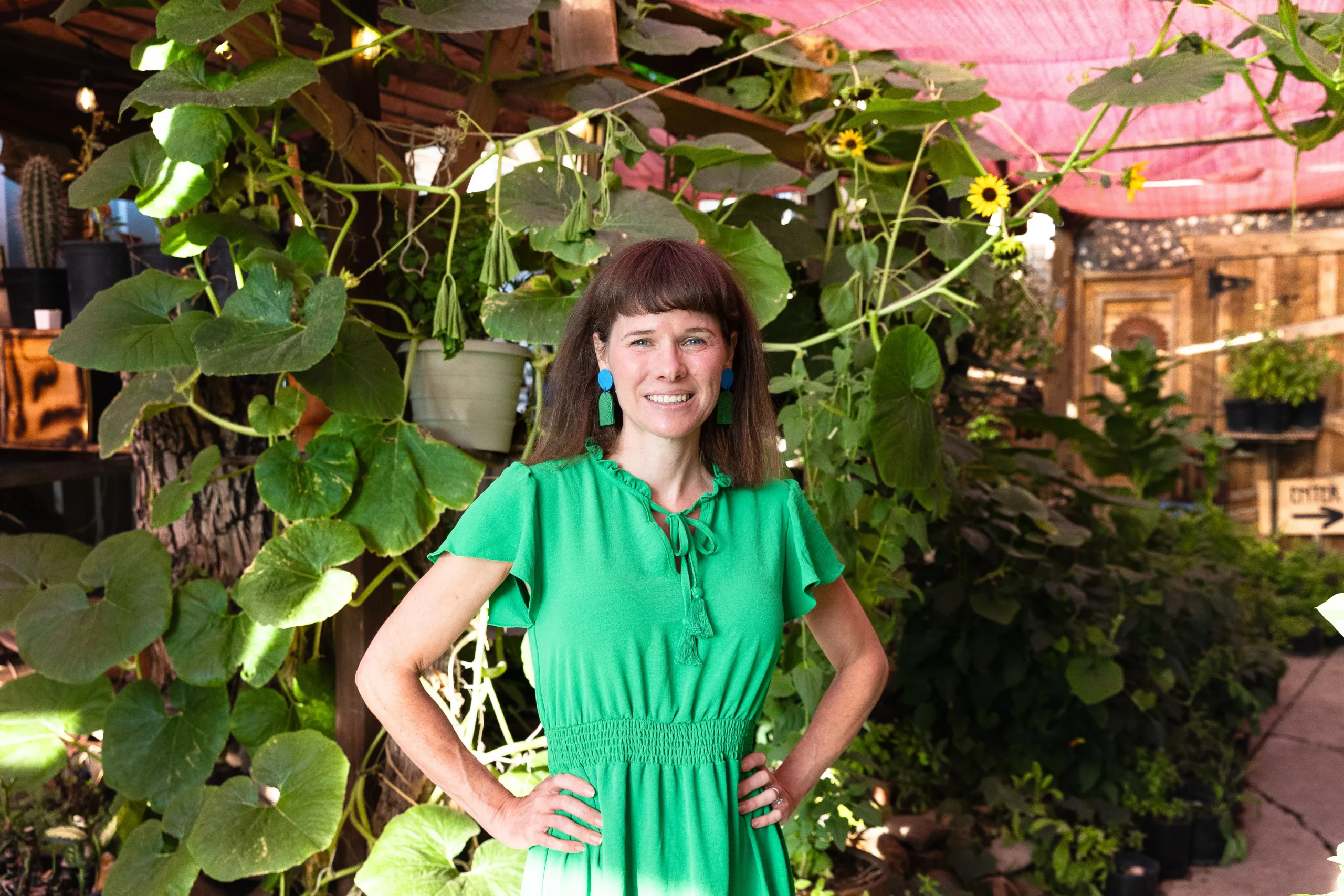 Marinda Bowen in her garden at Natural Law Apothecary, a shop in Salt Lake City.